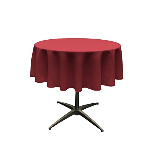 La Leinen Polyester Popeline Tischdecke rund, Polyester, Cranberry, 147.30000000000001 x 147.30000000000001 x 0.04 cm von LA Linen