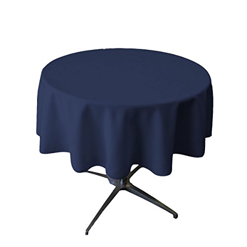 La Leinen Polyester Popeline Tischdecke rund, Polyester, Navy, 147,32 cm von LA Linen