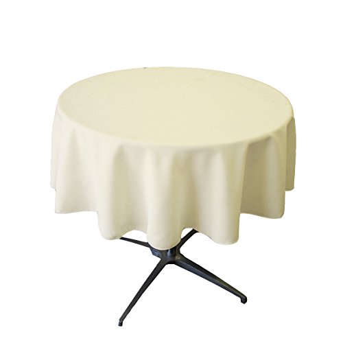 La Leinen Polyester Popeline Tischdecke rund, Polyester, elfenbeinfarben, 147,32 cm von LA Linen