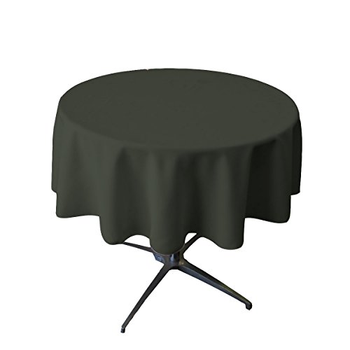 La Leinen Polyester Popeline Tischdecke rund, Polyester, schwarz, 147,32 cm von LA Linen