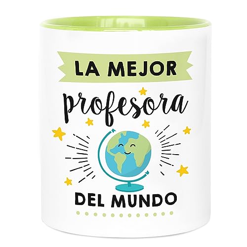 LA MENTE ES MARAVILLOSA - Keramiktasse 330 ml, Lustige Tasse mit Spruch und Zeichnung |La Mejor Profesora del Mundo| von LA MENTE ES MARAVILLOSA