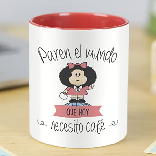 LA MENTE ES MARAVILLOSA - Keramiktasse mit Satz und Zeichnung |Paren el Mundo que Hoy Necesito un Café| 330 ml, Originelles Geschenk für Eine Besondere Person, Tasse Kaffee von LA MENTE ES MARAVILLOSA