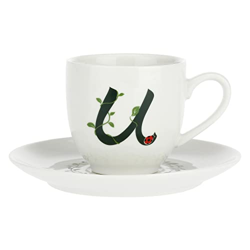 LA PORCELLANA WEISS - Geschenkbox Kaffeebecher mit Untertasse "U" Solotua von LA PORCELLANA BIANCA