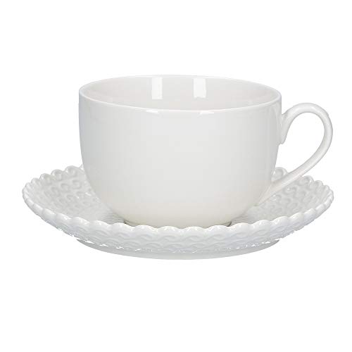LA PORCELLANA WEIß - Frühstückstasse mit Untertasse Momenti von LA PORCELLANA BIANCA