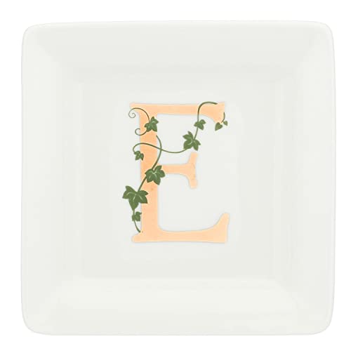 La Porzellan, Weiß, quadratisch, Buchstabe E – Möbel für Haus, Küche – Geschenkidee – Porzellan – 10 x 10 x 1,5 cm von LA PORCELLANA BIANCA PB