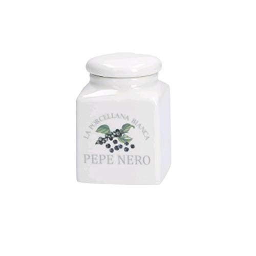 PORCELLANA Conserva Schwarzer Pfefferbehälter mit Deckel, 170 ml, Nylon/a, Nicht zutreffend von LA PORCELLANA BIANCA