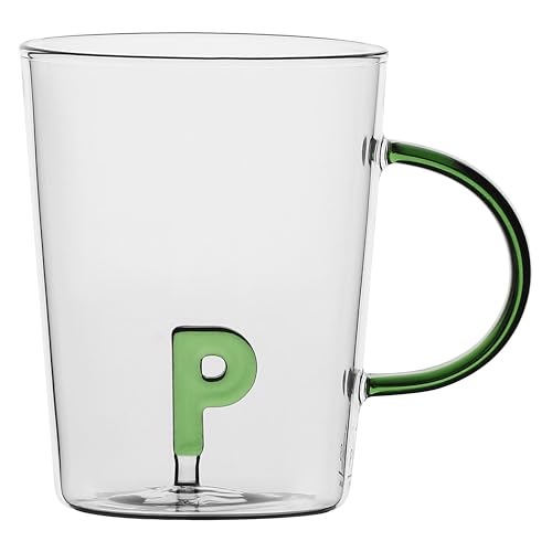 LA PORCELLANA BIANCA - Tasse Buchstabe 'P' aus Borosilikatglas, Fassungsvermögen 400 cc, Kollektion Allalettera von LA PORCELLANA BIANCA