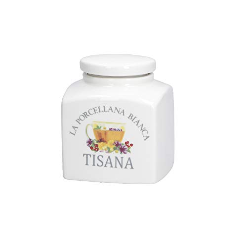La Bianca PORCELLANA Container TISANA – Konserven, Gläser und Behälter – Küchentöpfe – Porzellan – 500 ccm, 9,5 x 9 x 10,5 cm von LA PORCELLANA BIANCA
