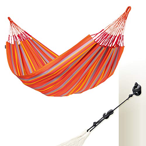 LA SIESTA® - Brisa - Kingsize + Multizweck-Befestigung Hängematte, handgefertigt in Kolumbien, mit 180 cm Breite für entspannte Momente drinnen und draußen. (Toucan) von LA SIESTA