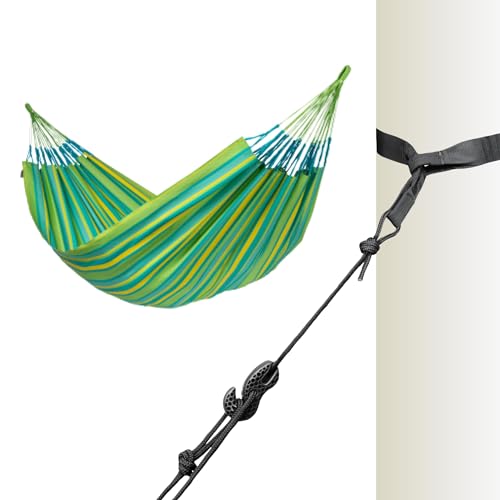 LA SIESTA® - Brisa - Klassische Doppel + Baum- & Pfosten-Befestigung Hängematte, handgefertigt in Kolumbien, mit 160 cm Breite für entspannte Momente drinnen und draußen. (Lime) von LA SIESTA