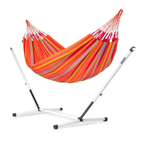 LA SIESTA® - Brisa - Klassische Doppel + Stahl-Gestell Hängematte, handgefertigt in Kolumbien, mit 160 cm Breite für entspannte Momente drinnen und draußen. (Toucan) von LA SIESTA