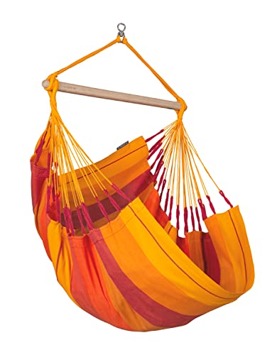La Siesta®- Habana Hängesessel Basic Size für Entspannung & Stil: 360° Drehgelenk, hochwertiges Bambusholz - GOTS-zertifizierte Baumwolle. (Volcano) von La Siesta
