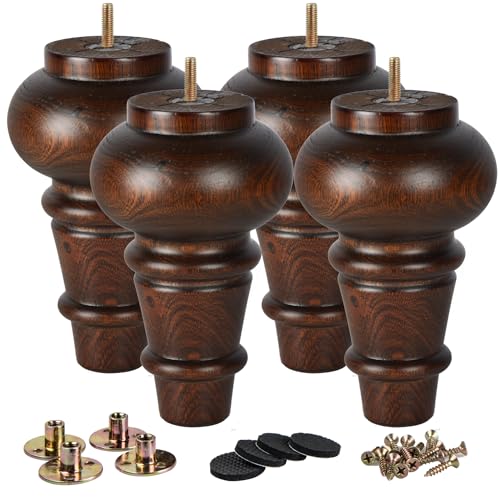 LA VANE 15cm Holz Möbelfüße, 4 Stück Massivholz Glasur Spindel DIY Ersatz Möbelbeine mit M8 Montageplatten & Schrauben für Sofa Couch Schrank Ottomane Stuhl LA VANE 15cm Holz Möbelfüße, 4 Stück Massivholz Glasur Spindel DIY Ersatz Möbelbeine mit M8 Montageplatten & Schrauben für Sofa Couch Schrank Ottomane Stuhl von La Vane