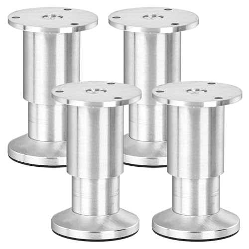 LA VANE 15cm Metall Möbelfüße, 4er Set Modern Aluminium Rund Höhenverstellbar Tischbeine Schrankfüße für Sofa Bett Schrank Couch Küche von LA VANE