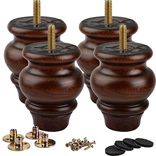 LA VANE 9cm Holz Möbelfüße, 4 Stück Massivholz Glasur Spindel DIY Ersatz Möbelbeine mit M8 Montageplatten & Schrauben für Sofa Couch Schrank Ottomane Stuhl LA VANE 9cm Holz Möbelfüße, 4 Stück Massivholz Glasur Spindel DIY Ersatz Möbelbeine mit M8 Montageplatten & Schrauben für Sofa Couch Schrank Ottomane Stuhl von La Vane