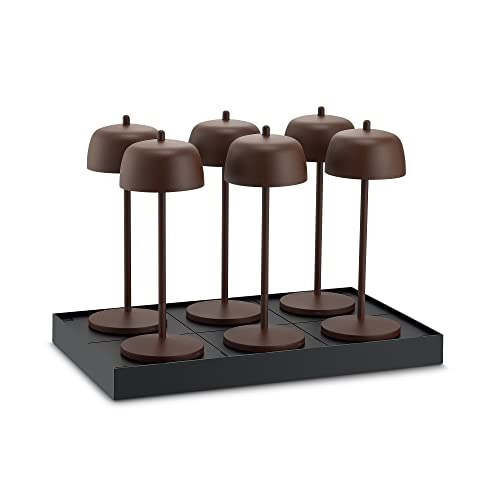 Theta 6x Tischlampe Kabellos Dimmbare LED Akku - Aufladbar Tischleuchten für Restaurant und HO.RE.CA im Italienischem Design - Indoor & Outdoor IP65 2700 - 4000K, 9-24 Std. LVL (Corten) von LA VILLE LUMIÈRE