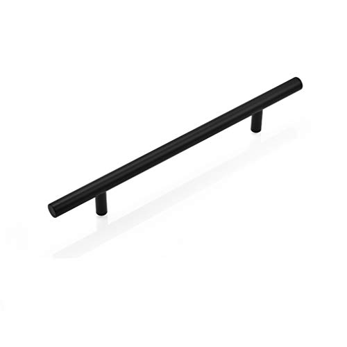 Europäischer Steggriff Möbelgriff Matt Relinggriffe Schrankgriff Küchengriff Massive Aluminiumlegierung Türgriffe T-Form Schubladengriffe Stangengriff Griffe,1er-Pack (Lochabstand 256mm,Schwarz) von LA1ASHOU