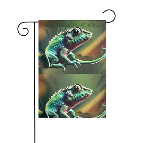 LAABBE Chamäleon Musik hören gedruckt Garten Fahnenmast Outdoor Hof Dekoration Mode 30,5 x 45,7 cm von LAABBE