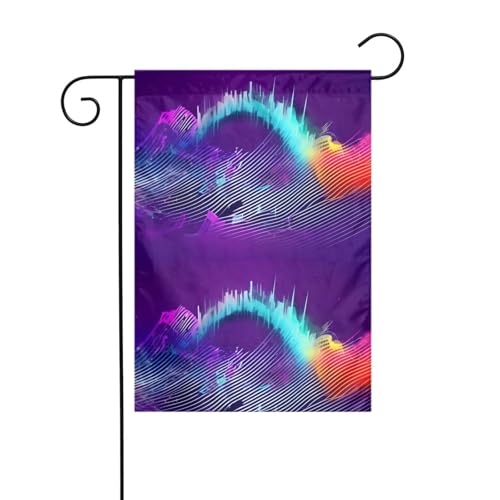 LAABBE Coole Musik Schallwelle gedruckt Garten Fahnenmast Outdoor Hof Dekoration Mode 30,5 x 45,7 cm von LAABBE