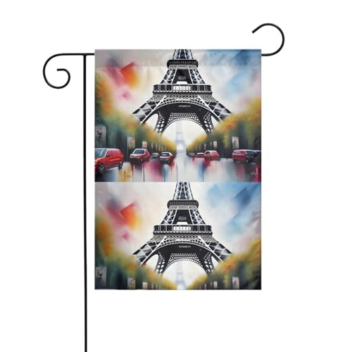 LAABBE Eiffelturm Paris Gemälde gedruckt Garten Fahnenmast Outdoor Hof Dekoration Mode 30,5 x 45,7 cm von LAABBE