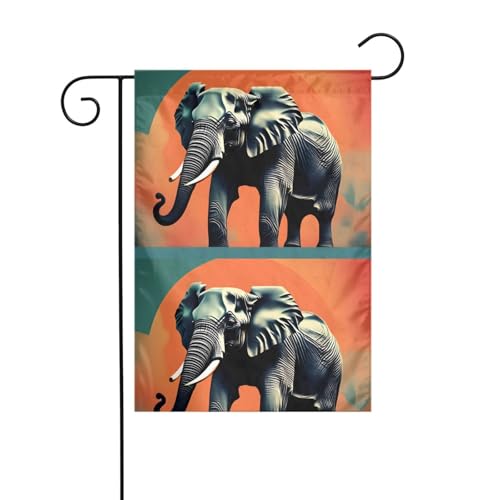 LAABBE Elefanten-Kunstdruck Gartenflaggenmast Outdoor Hofdekoration Mode 30,5 x 45,7 cm von LAABBE