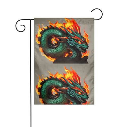 LAABBE Feuerdrache Rolle Fußball bedruckt Garten Fahnenmast Outdoor Hof Dekoration Mode 30,5 x 45,7 cm von LAABBE