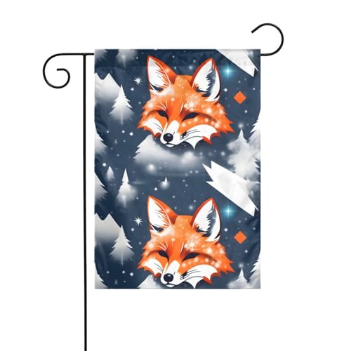 LAABBE Fuchs Schnee bedruckt Garten Fahnenmast Outdoor Hof Dekoration Mode 30,5 x 45,7 cm von LAABBE