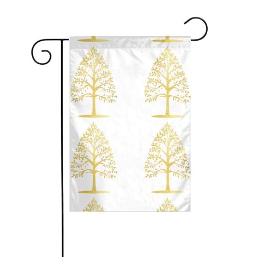 LAABBE Goldfarbener Glitzer-Baum, bedruckt, Gartenflaggenmast für den Innenhof, Dekoration, modisch, 30,5 x 45,7 cm von LAABBE