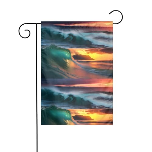 LAABBE Strand Maui Hawaii Sonnenuntergang Meer Wellen Wolken gedruckt Garten Fahnenmast Outdoor Hof Dekoration Mode 30,5 x 45,7 cm von LAABBE