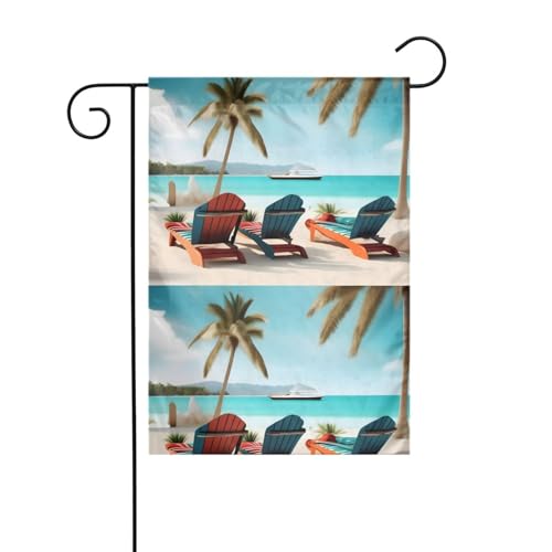 LAABBE Strand Palme Stühle Boote gedruckt Garten Fahnenmast Outdoor Hof Dekoration Mode 30,5 x 45,7 cm LAABBE Strand Palme Stühle Boote gedruckt Garten Fahnenmast Outdoor Hof Dekoration Mode 30,5 x 45,7 cm von LAABBE
