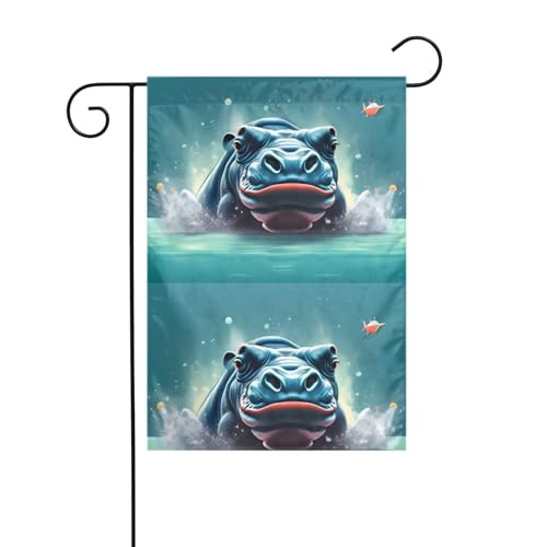 LAABBE Tauchen Nilpferd gedruckt Garten Fahnenmast Outdoor Hof Dekoration Mode 30,5 x 45,7 cm von LAABBE