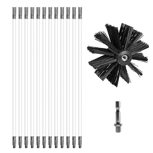 14 Stück Schornsteinbürsten Set, 16 Zoll Reinigungsset Schornsteinfeger Set Schornsteinreiniger Trockner Set für die Reinigung von Kamin, Trockner, Abflussrohr und Abzugshaube von LAANCOO