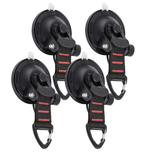 4pcs Saugnäpfe -Haken wiederverwendbare Heavy -Duty -Saugnapfbecher mit Schnalle -Ladung von bis zu 22 Pfund für RV -Markise -Camping, Fenster -Heft -Duty -Cup -Haken von LAANCOO