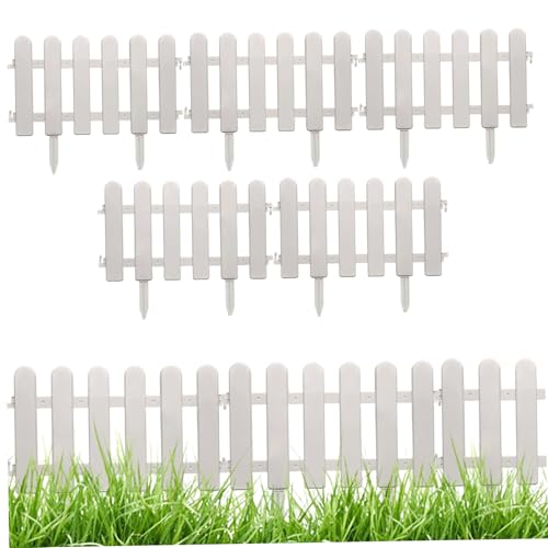 5pcs 20x12 Zoll weißer Lattenzaun, flexibler Plastikgartenzaun Landschaftsrandgrenze mit Pfahl für Hof, Rasen, Plastikplatten von LAANCOO