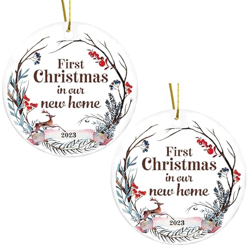 Erstes Weihnachten in unserem neuen Zuhause 2023 Ornament, 3 Zoll doppelseitig rustikaler Familienholz hängt für Weihnachten Geschenke, unsere erste Weihnachtsschmuck Erstes Weihnachten in unserem neuen Zuhause 2023 Ornament, 3 Zoll doppelseitig rustikaler Familienholz hängt für Weihnachten Geschenke, unsere erste Weihnachtsschmuck von LAANCOO