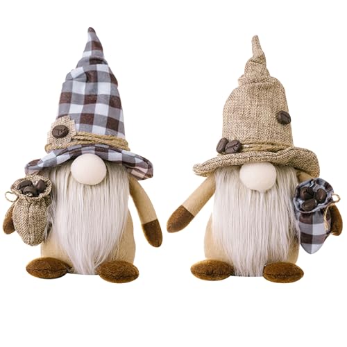 LAANCOO 2Pcs Kaffee Gonk GNOME, Weihnachten GNOME Dekorationen kleine Elf Kaffee schwedischen Tomte Gonk Donuts Puppen Figuren niedlich GNOME Dekorationen für Haus Küche Büro von LAANCOO