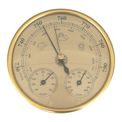 LAANCOO 3 in 1 Barometer innern 5 Zoll im Dia Metal -Barometer -Thermometer Hygrometer Goldenes Wetter Barometer mit Temperaturfeuchtigkeit Wetterstation für Innen im Freien von LAANCOO