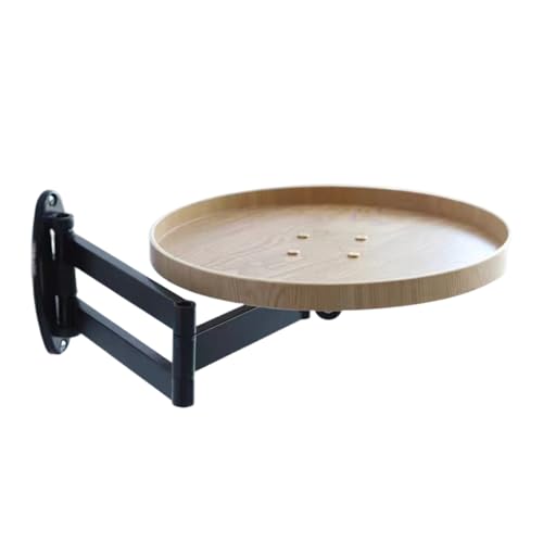 LAANCOO Wandmontiertes Klapptisch 11, 8 Zoll, einstellbares rundes, einziehbares Regal für kleine Raum im Haus, Schlafzimmer, Wohnzimmer, wandmontierte Tisch von LAANCOO