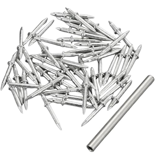 Nagelbohrer, 100 -pcs doppelköpfige Skirtennägel unsichtbarer nahtloser Kohlenstoffstahl doppelseitiger Basahplattennägel mit Hülsenwerkzeug von LAANCOO