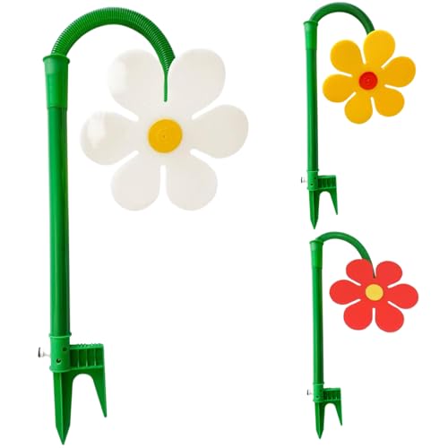 Sprinkler für Garten, 3PCS Crazy Daisy Sprinkler 360 ° rotierende Plastikblume mit Pfahl weit bedeckt für Garten Rasenhof Terrasse von LAANCOO