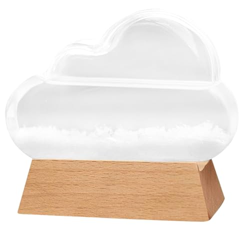 Sturm Glaswetter Prognostaster, Wetterstation Wolkenform Sturm Glaswetter Prädiktor mit Holzbasis Dekorative Wetterstation Flaschenverzierung für Büro -Wohnkultur von LAANCOO