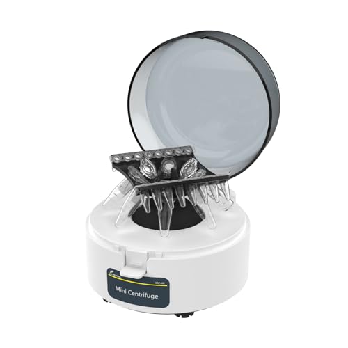 LABFISH Mini-Zentrifuge 4000 RPM, 980 x g RCF, Labor-Benchtop-Mikrozentrifuge mit verbessertem 2-in1-Rotor für 8 x 0,2/1,5/2ml wissenschaftliche Zentrifugenröhrchen und 16×0,2ml PCR-Streifen von LAB FISH