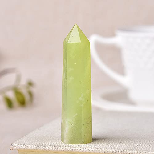 Haussammlung 36 farbige Natursteine ​​und Kristallspitzenstab, Reiki-Steinturm, Erz, poliert, Kunsthandwerk, Heimdekoration Raumdekoration (Color : Light Green Jade, Size : 70-80mm) von LABDIP