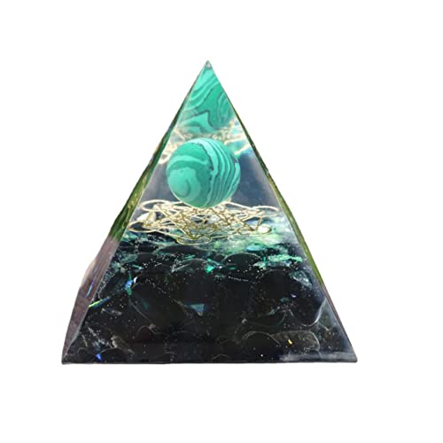 LABDIP Voller Textur Malachit-Kristallkugel, Pyramide mit Obsidian-Edelstein, Orgon-Pyramide, Kunstharz-Ornamente, handgefertigte Artware-Geschenke Haushaltswaren von LABDIP