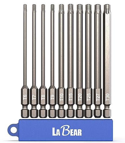 LABEAR - 10 x 100 mm Torx-Schraubendreher-Bit-Set S2 Stahl, T6, T7, T8, T9, T10, T15, T20, T25, T27, T30 LABEAR - 10 x 100 mm Torx-Schraubendreher-Bit-Set S2 Stahl, T6, T7, T8, T9, T10, T15, T20, T25, T27, T30 von LABEAR