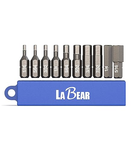 LABEAR - 10 x 2,5 cm lang (25 mm) SAE HEX Schraubendreher-Bit-Set, S2 Stahl, H1/16 Zoll, 5/64 Zoll, 3/32 Zoll, 1/8 Zoll, 9/64 Zoll, 5/32 Zoll, 3/16 Zoll. , 7/81 3 cm, 1/4 Zoll, 5/16 Zoll von LABEAR