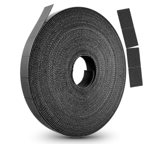 LABEL THE CABLE® 3 m Klettband abreißbar beidseitig schwarz, Klett Kabelbinder, doppelseitig, wiederverschließbar, perfekt als Camping-Gadget oder unterwegs, Pflanzenbinder - Velours-Qualität von LABEL THE CABLE