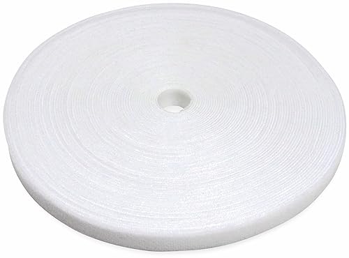 LABEL THE CABLE® 25m Klettband beidseitig weiß, Klett Kabelbinder, doppelseitig, wiederverschließbar, Klettbinder für das Perfekte Kabelmanagement, auch als Pflanzenbinder - Velours-Qualität von LABEL THE CABLE