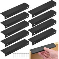 10 Stück unsichtbarer Möbelgriff, Küchentürgriff aus Aluminium, schwarz für Schubladen, Schränke, Schränke (Achsabstand 160 mm / Länge 200 mm) von LABLANC