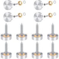 12 Stück Spiegelschrauben, 16 mm Edelstahl, dekorative Spiegelschrauben-Abdeckkappennägel mit Unterlegscheiben für Spiegeltische, Badezimmerschränke, 12 Stück Spiegelschrauben, 16 mm Edelstahl, dekorative Spiegelschrauben-Abdeckkappennägel mit Unterlegscheiben für Spiegeltische, Badezimmerschränke, von LABLANC
